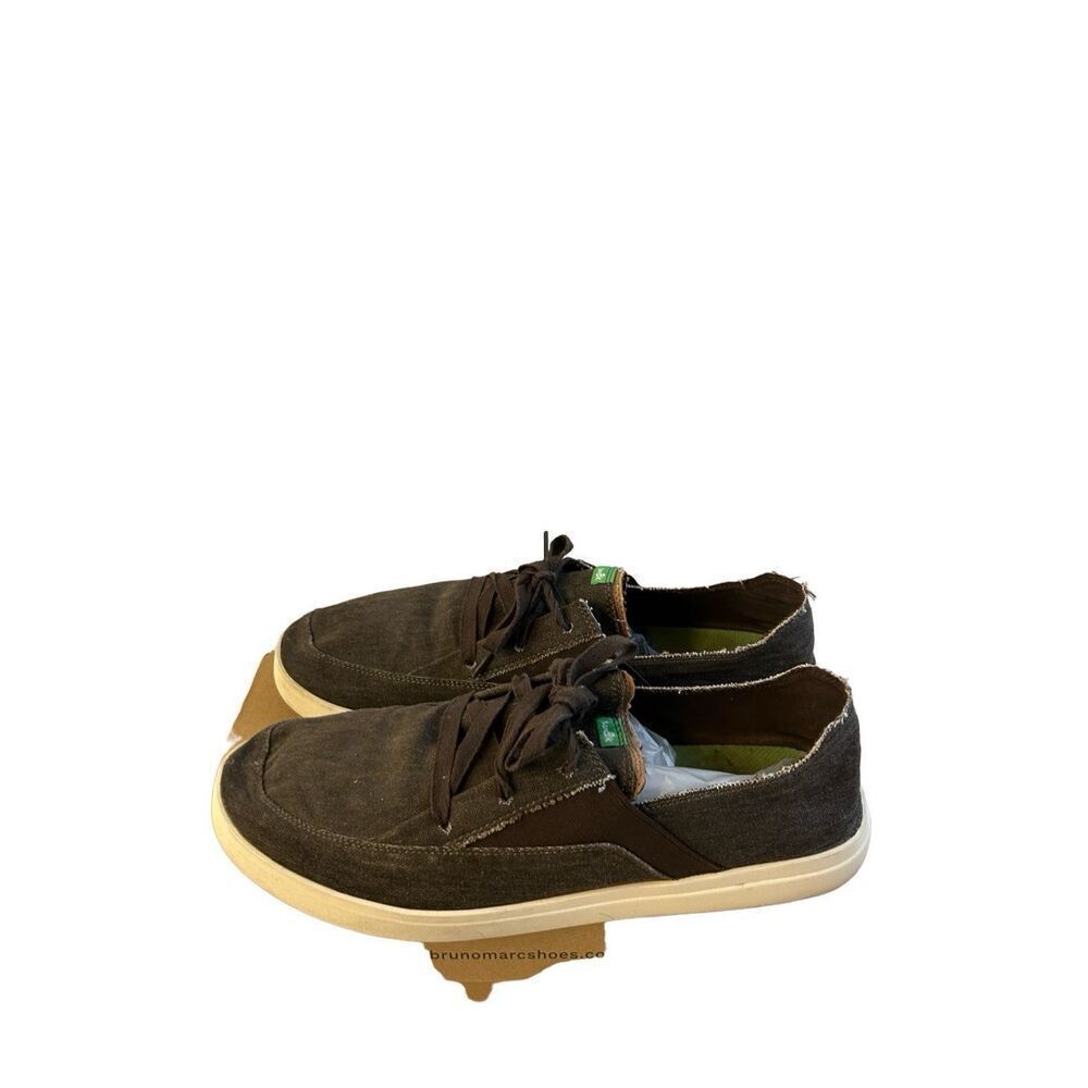 Sanuk dark brown double tongue rn#108461 laces‎